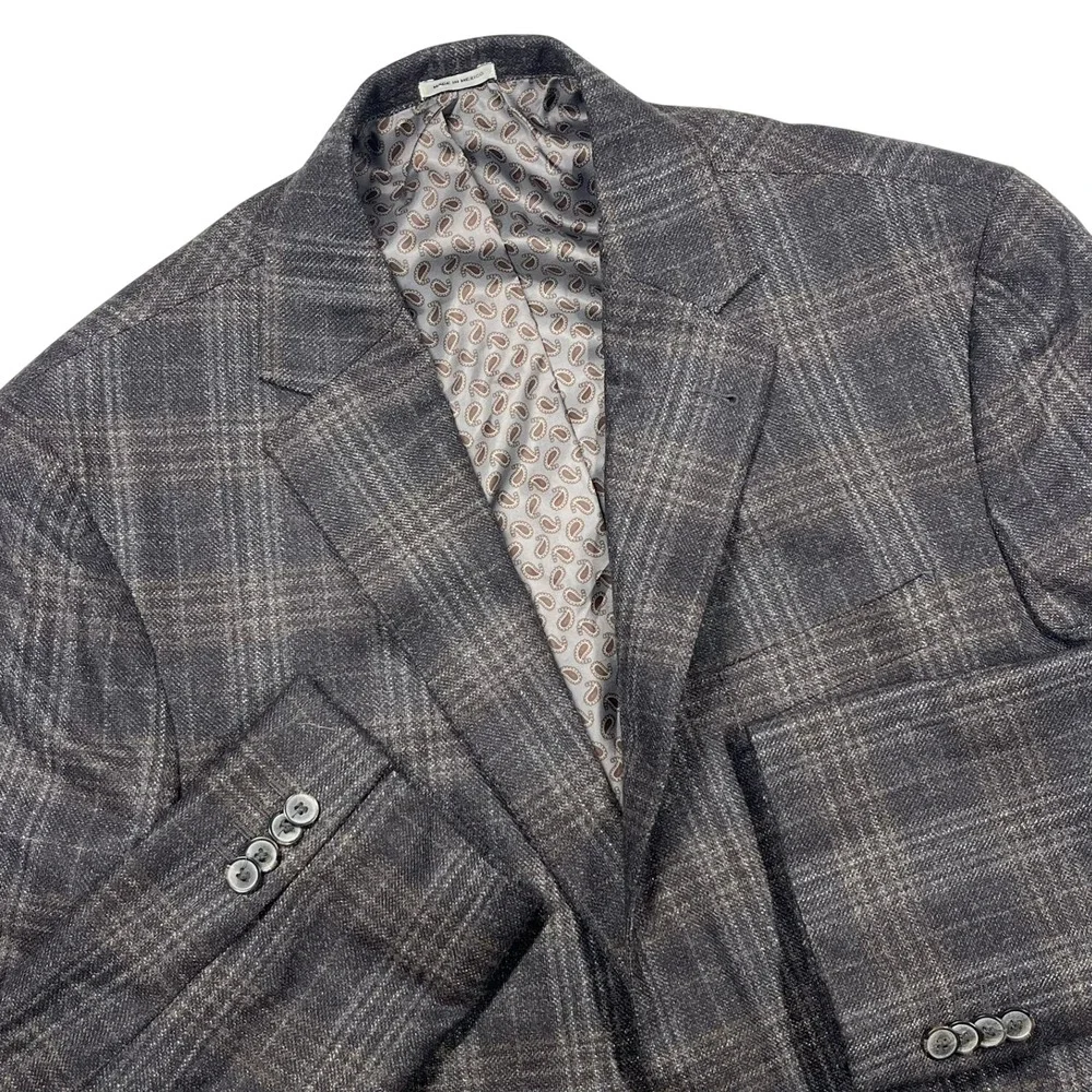 Joseph Abbound Hamilton Soft Wool Two-Button Blazer 44R Plaid Lanificio di Pray